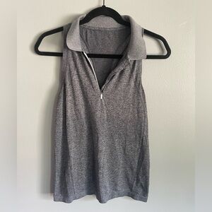 Athleta Gray Sleeveless Polo Top